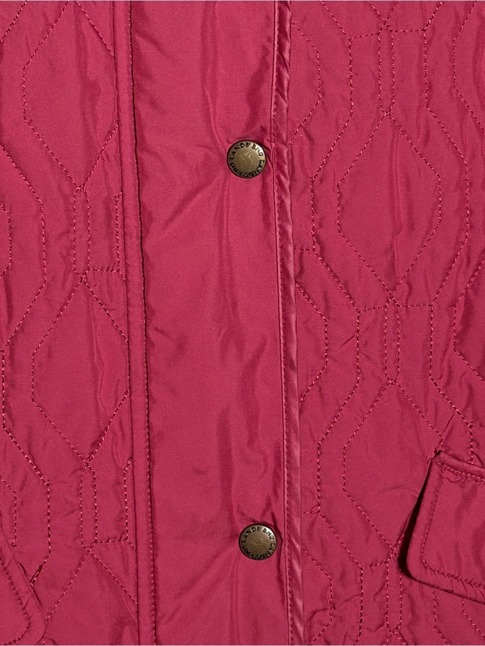 Lands' End Quilted Cherry Red Women's Puffer Coat L Petite 14-16 - Picture 4 of 12